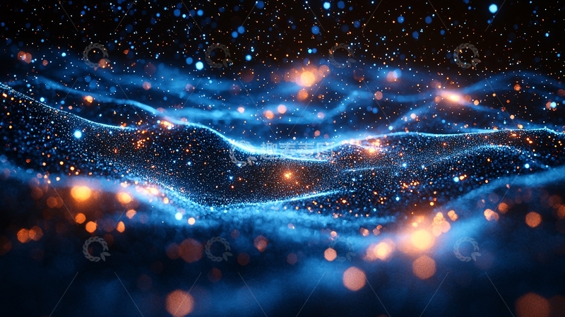 高清大图下载【趣麦麦图】蓝色粒子波浪22