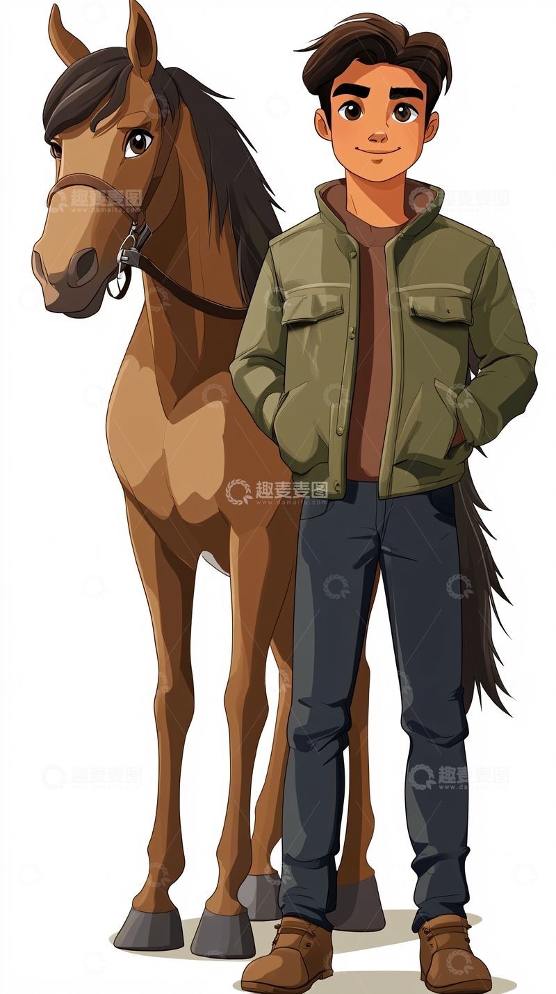 高清大图下载【趣麦麦图】少年与马匹