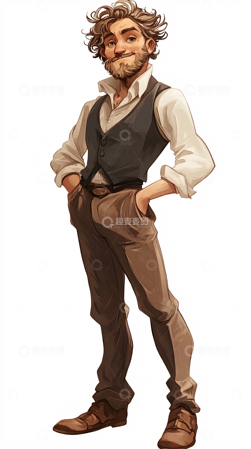 高清大图下载【趣麦麦图】复古风格男士插画