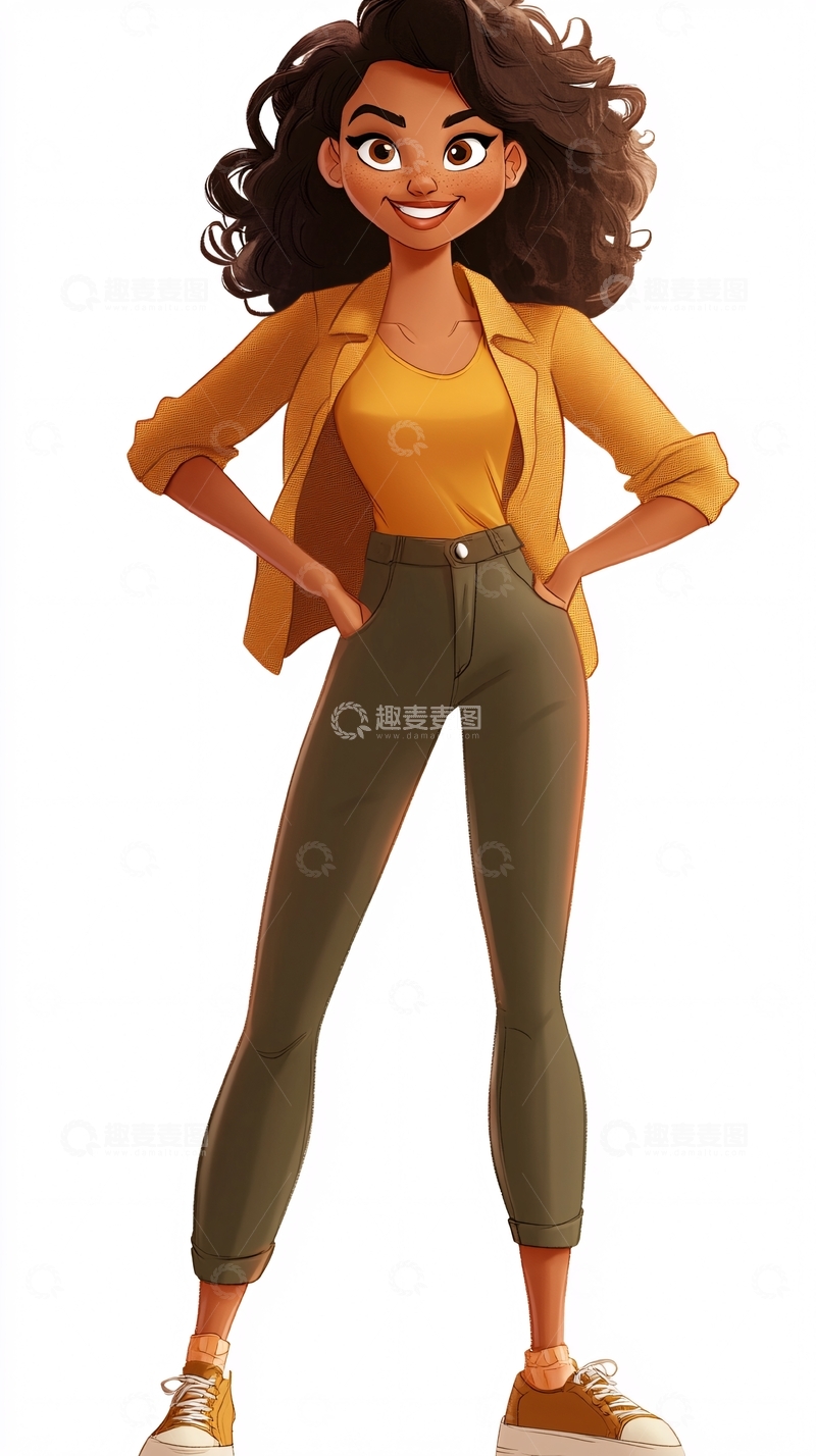 高清大图下载【趣麦麦图】自信的黑人女性卡通人物