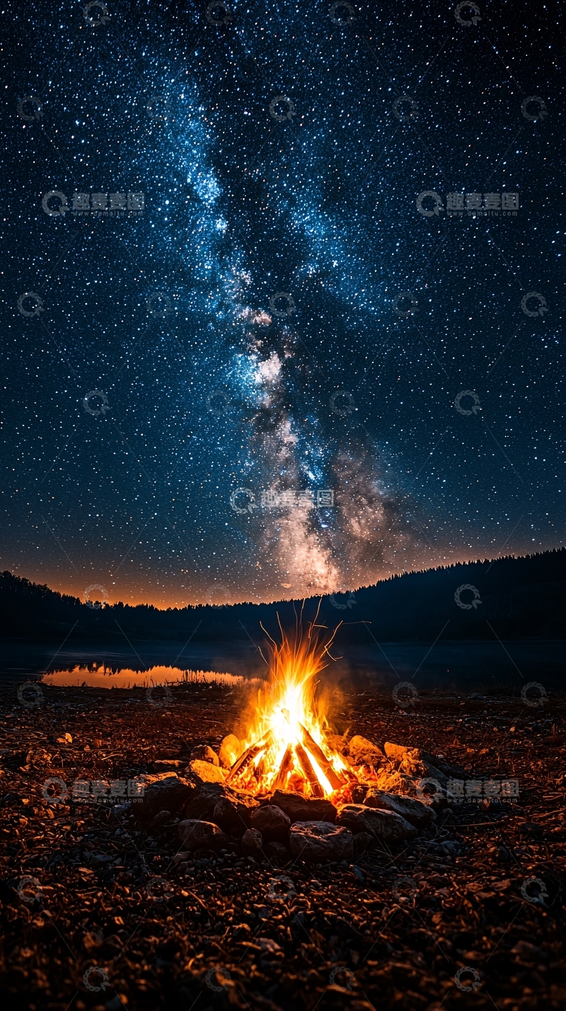 高清大图下载【趣麦麦图】星空篝火