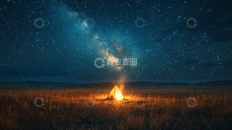 高清大图下载【趣麦麦图】星空篝火