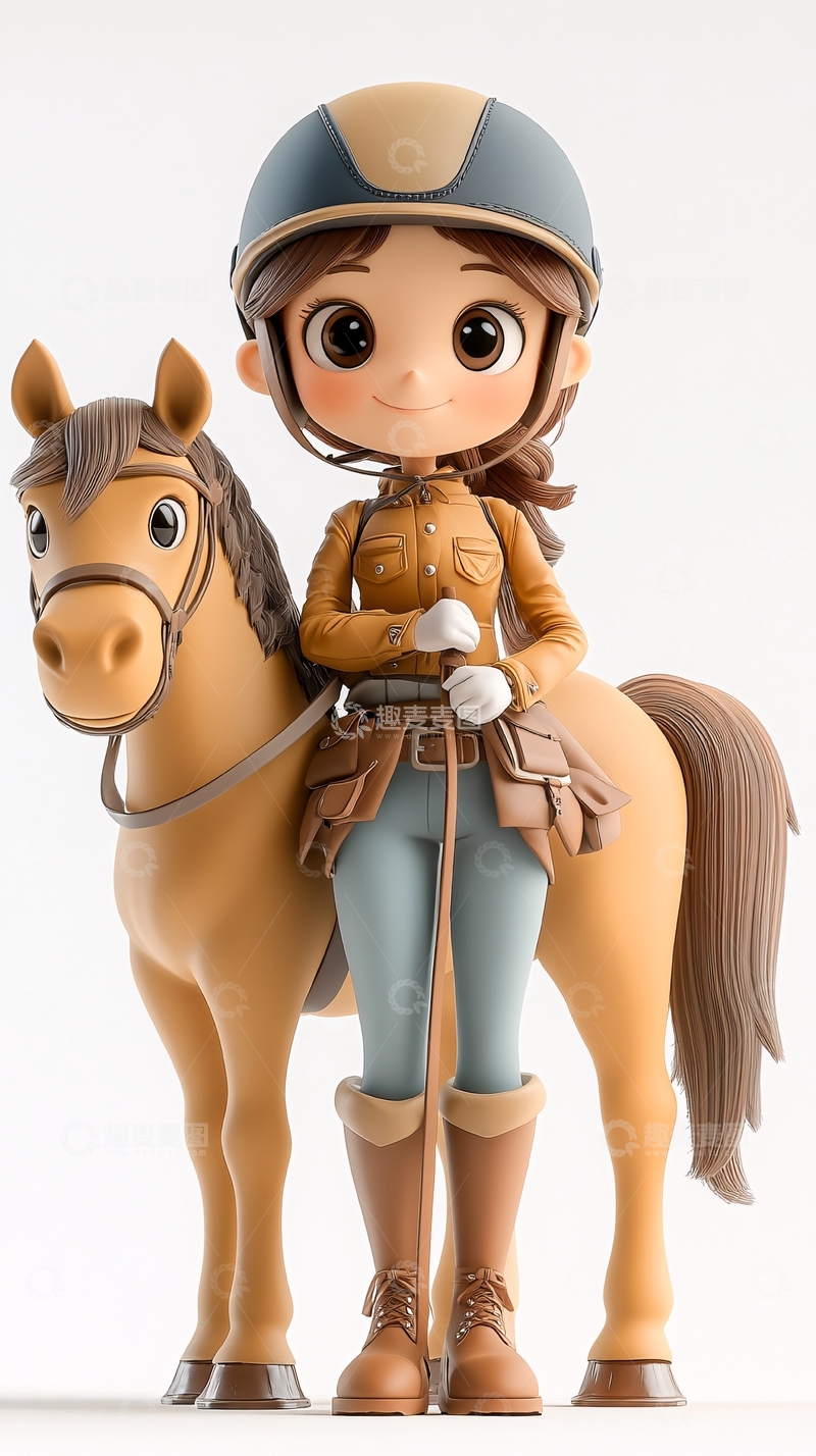 高清大图下载【趣麦麦图】可爱骑马女孩