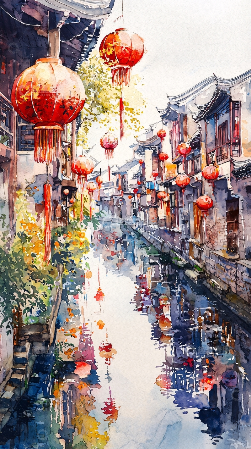 高清大图下载【趣麦麦图】中国风水彩画