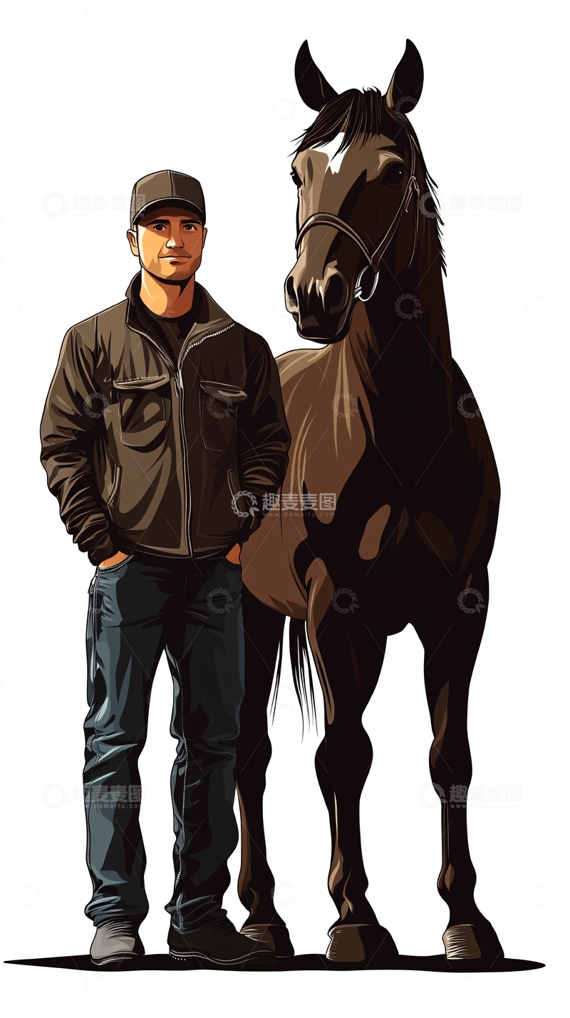 高清大图下载【趣麦麦图】男人和马