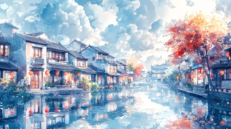 高清大图下载【趣麦麦图】水乡古镇的唯美景色