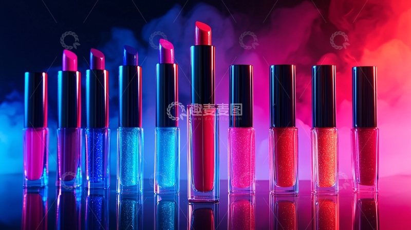 高清大图下载【趣麦麦图】炫彩唇膏烟雾背景