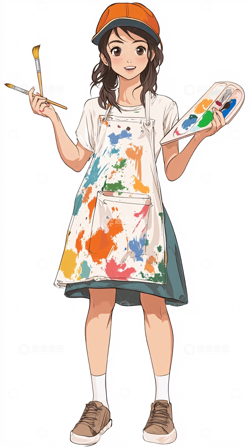 高清大图下载【趣麦麦图】绘画女孩