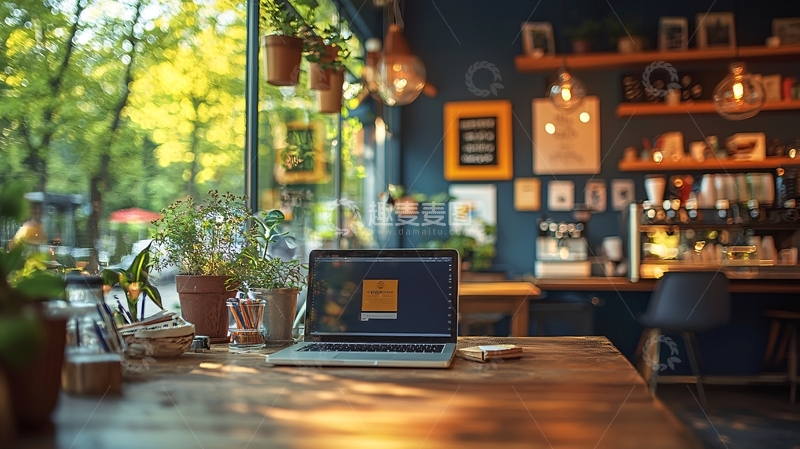 高清大图下载【趣麦麦图】阳光洒进咖啡店