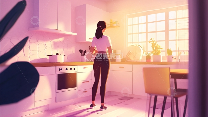 高清大图下载【趣麦麦图】清晨阳光厨房