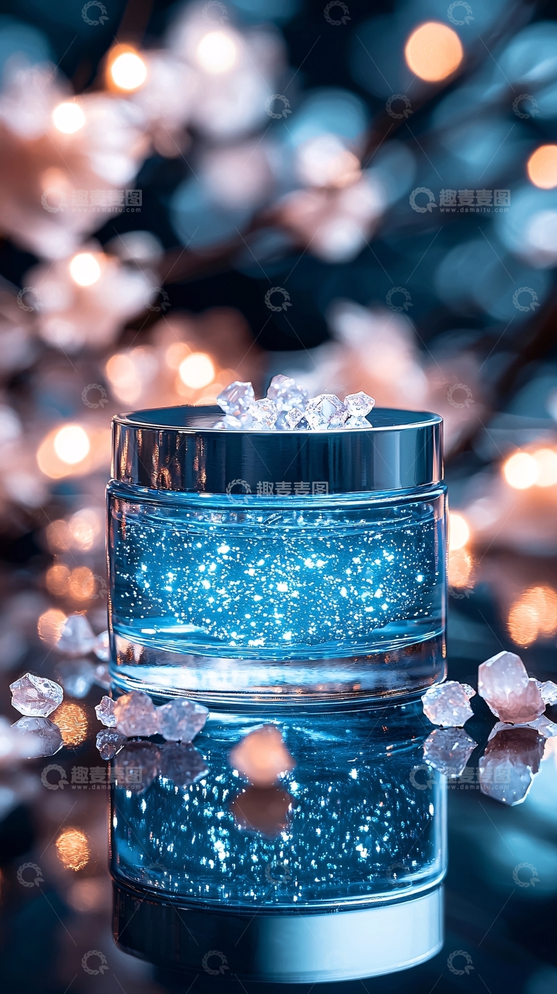 高清大图下载【趣麦麦图】蓝色晶莹保湿面霜