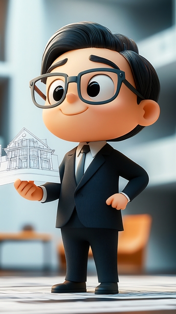 可爱卡通房产经纪人