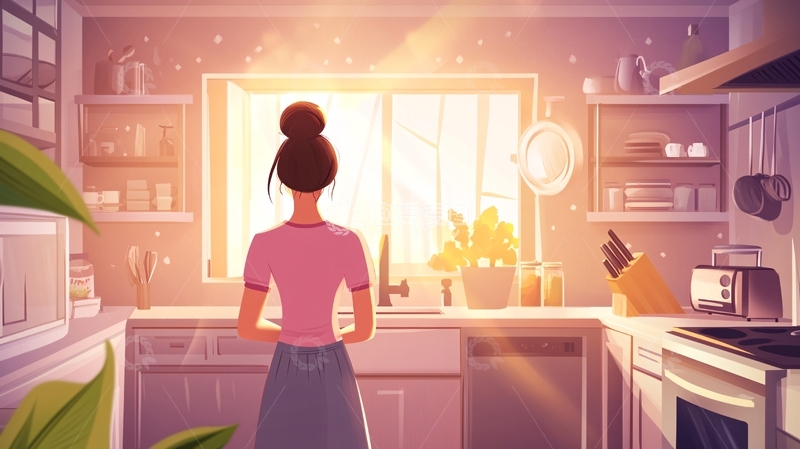 高清大图下载【趣麦麦图】厨房清晨阳光