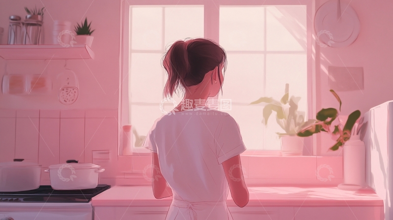 高清大图下载【趣麦麦图】粉色厨房