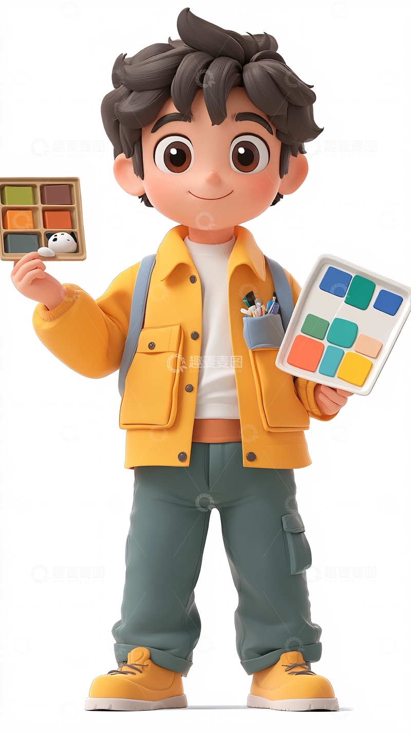 高清大图下载【趣麦麦图】可爱卡通男孩