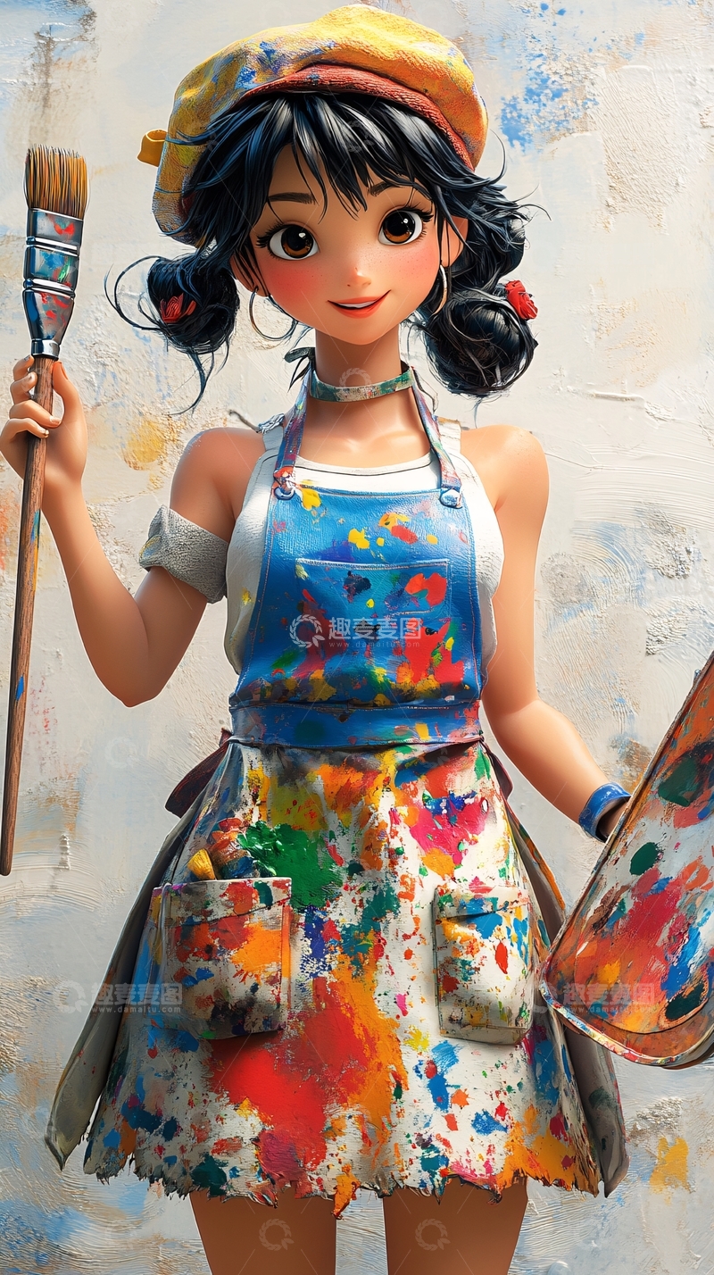 高清大图下载【趣麦麦图】涂鸦女孩