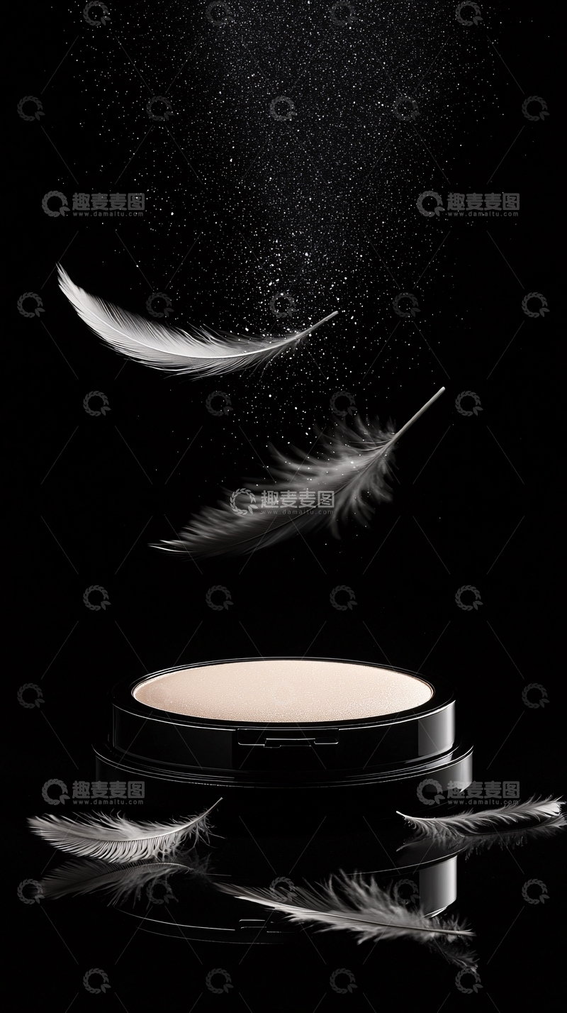 高清大图下载【趣麦麦图】轻盈羽毛粉饼洒落