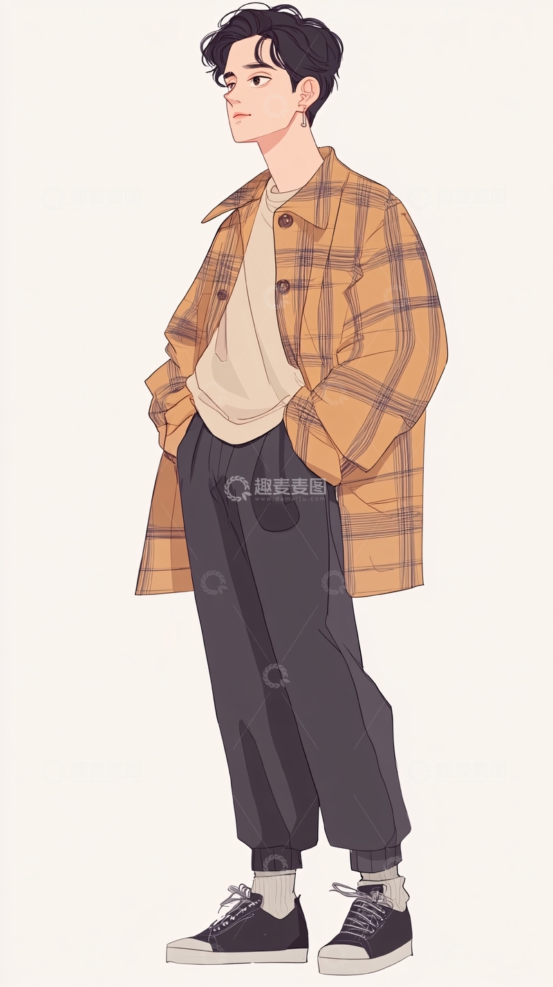 高清大图下载【趣麦麦图】手绘男生