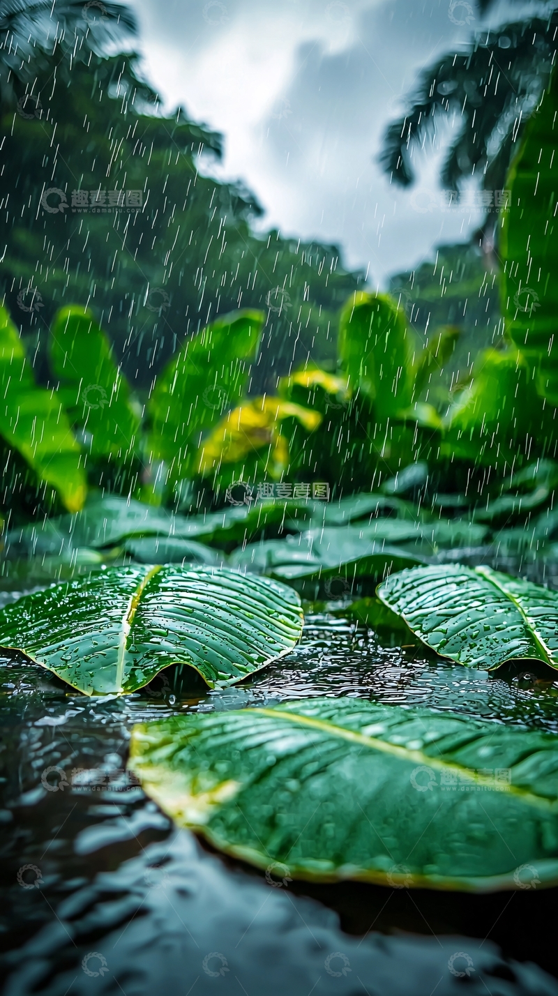 高清大图下载【趣麦麦图】雨中绿叶