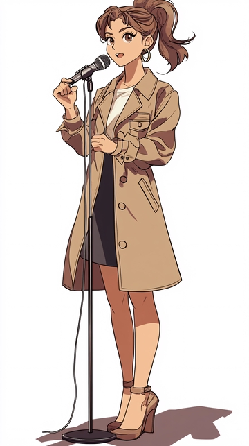 气质女生麦克风站姿