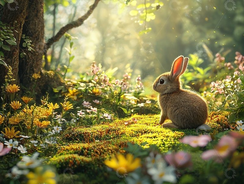 高清大图下载【趣麦麦图】森林里的小兔子