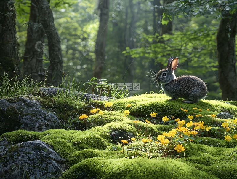 高清大图下载【趣麦麦图】森林小兔