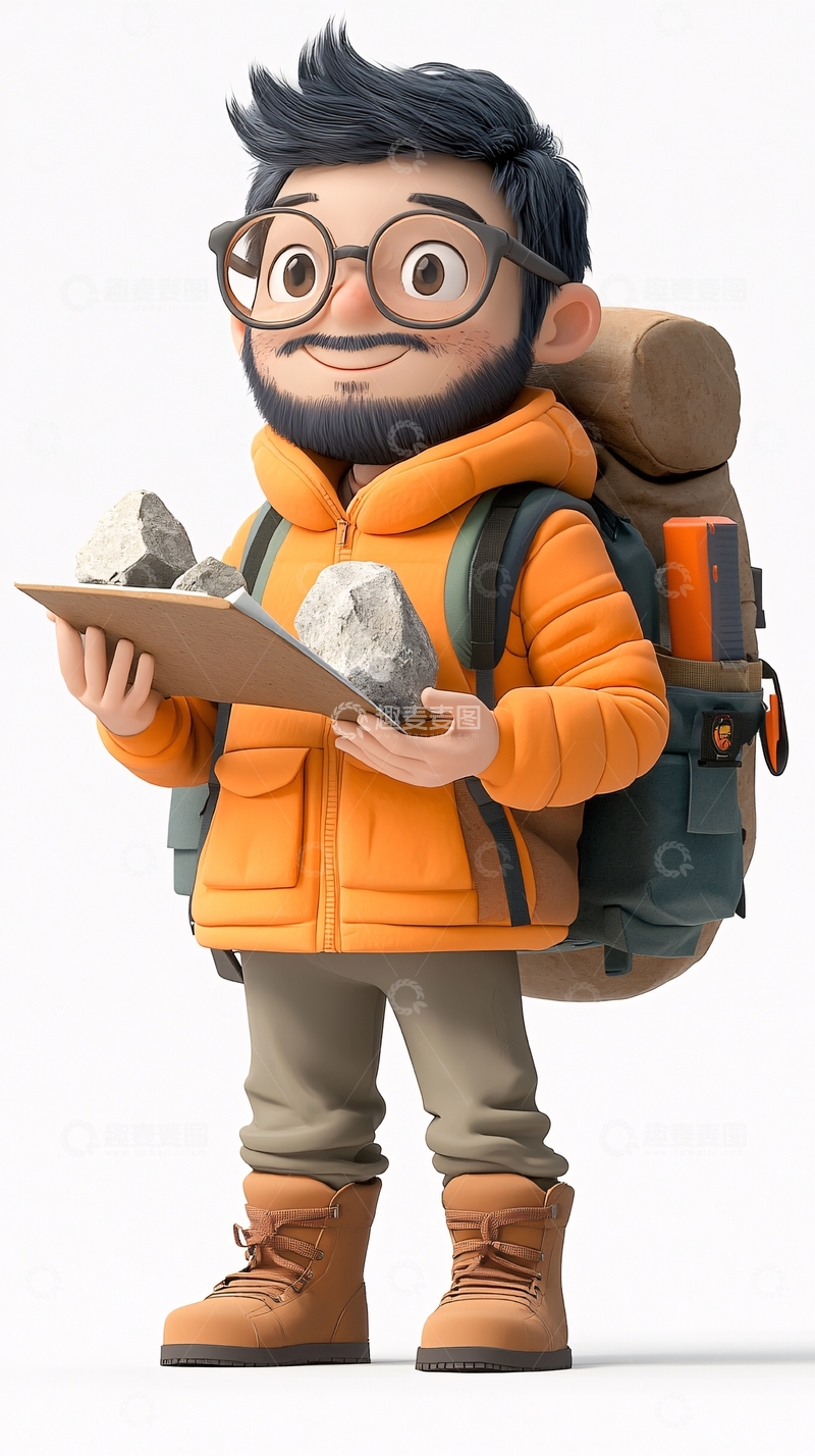 高清大图下载【趣麦麦图】卡通地质学家