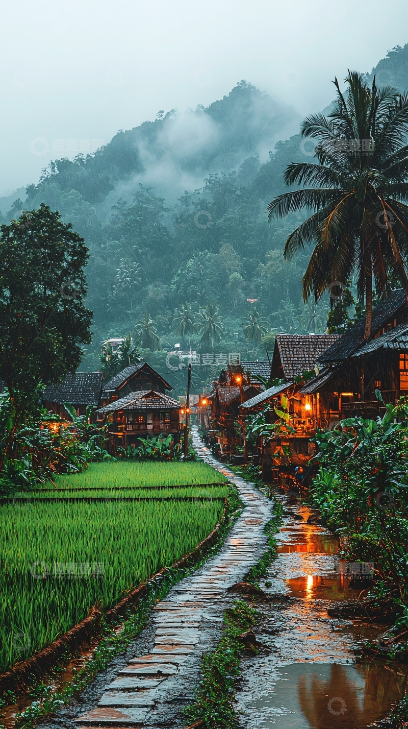 高清大图下载【趣麦麦图】雨后乡村绿意盎然