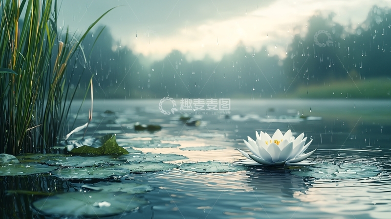 高清大图下载【趣麦麦图】雨中荷花
