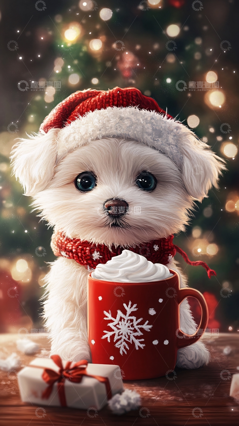 高清大图下载【趣麦麦图】圣诞狗狗