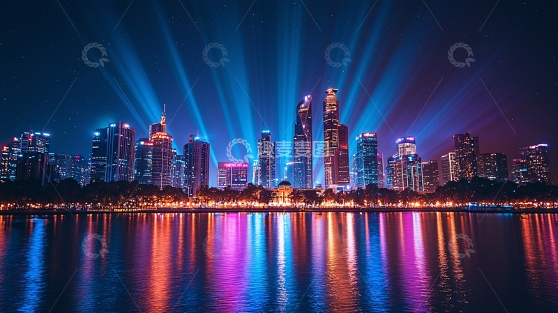 高清大图下载【趣麦麦图】夜景城市灯光秀
