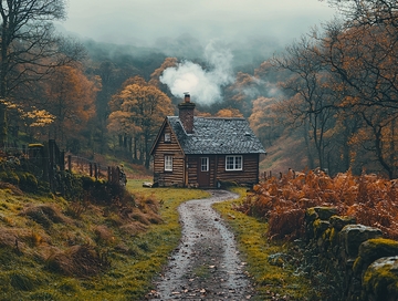 秋日山林小屋