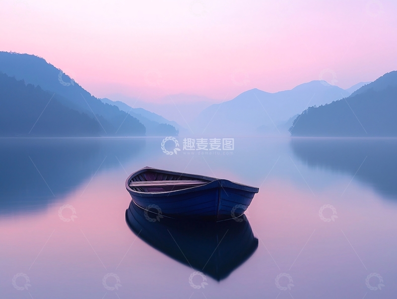 高清大图下载【趣麦麦图】湖面上的小船