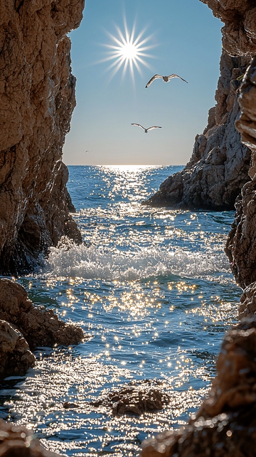 阳光下的海景