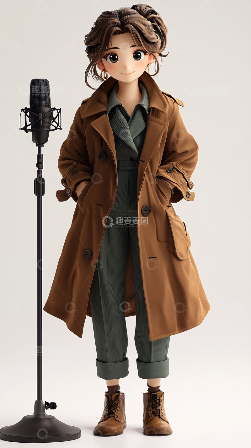 高清大图下载【趣麦麦图】棕色风衣