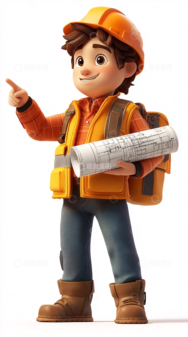 高清大图下载【趣麦麦图】卡通建筑工人