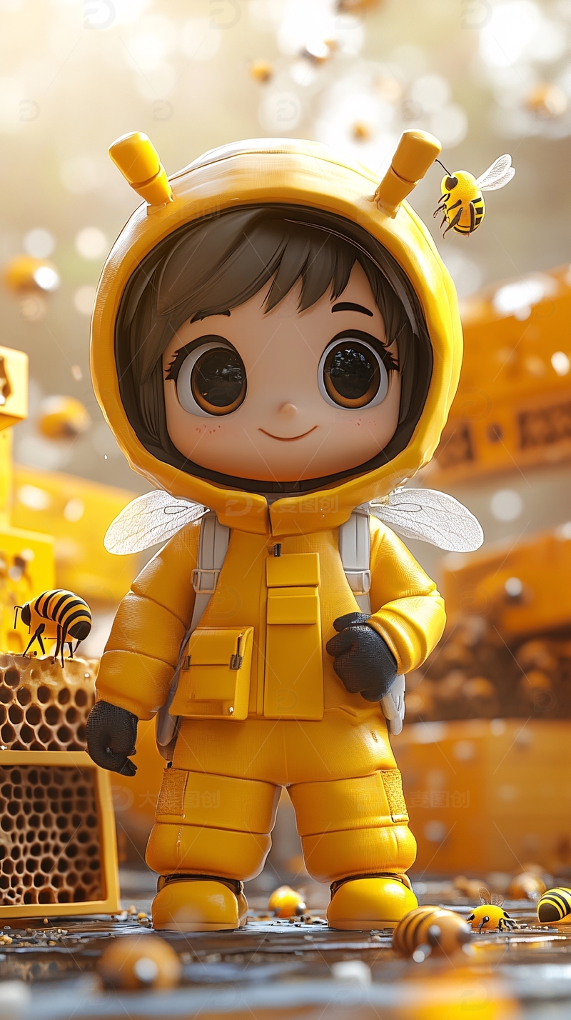 可爱卡通小蜜蜂女孩