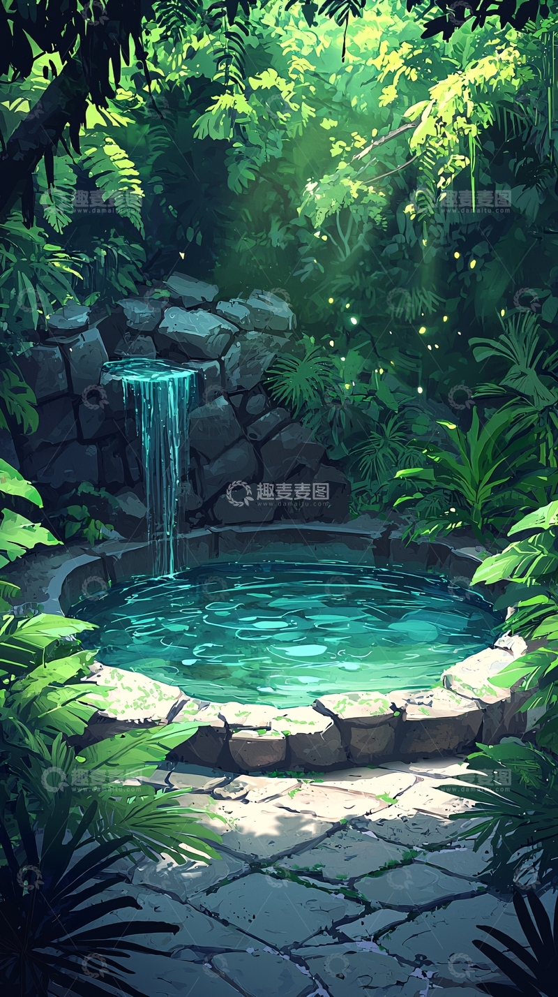 高清大图下载【趣麦麦图】绿意盎然的池塘景观