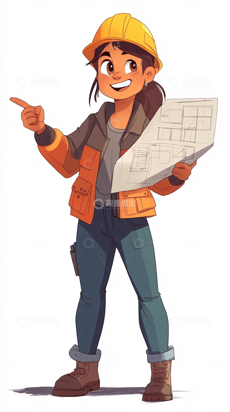 高清大图下载【趣麦麦图】卡通女工程师