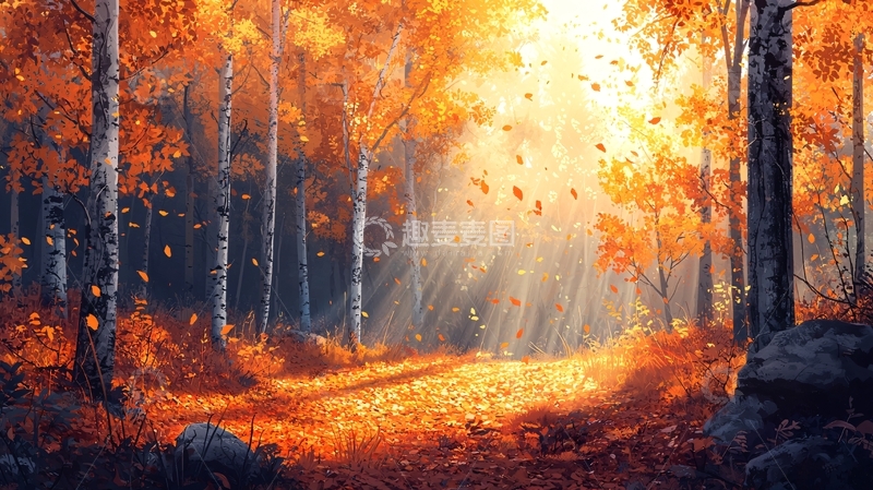高清大图下载【趣麦麦图】秋日森林光影