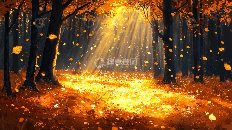 高清大图下载【趣麦麦图】秋日阳光洒在森林