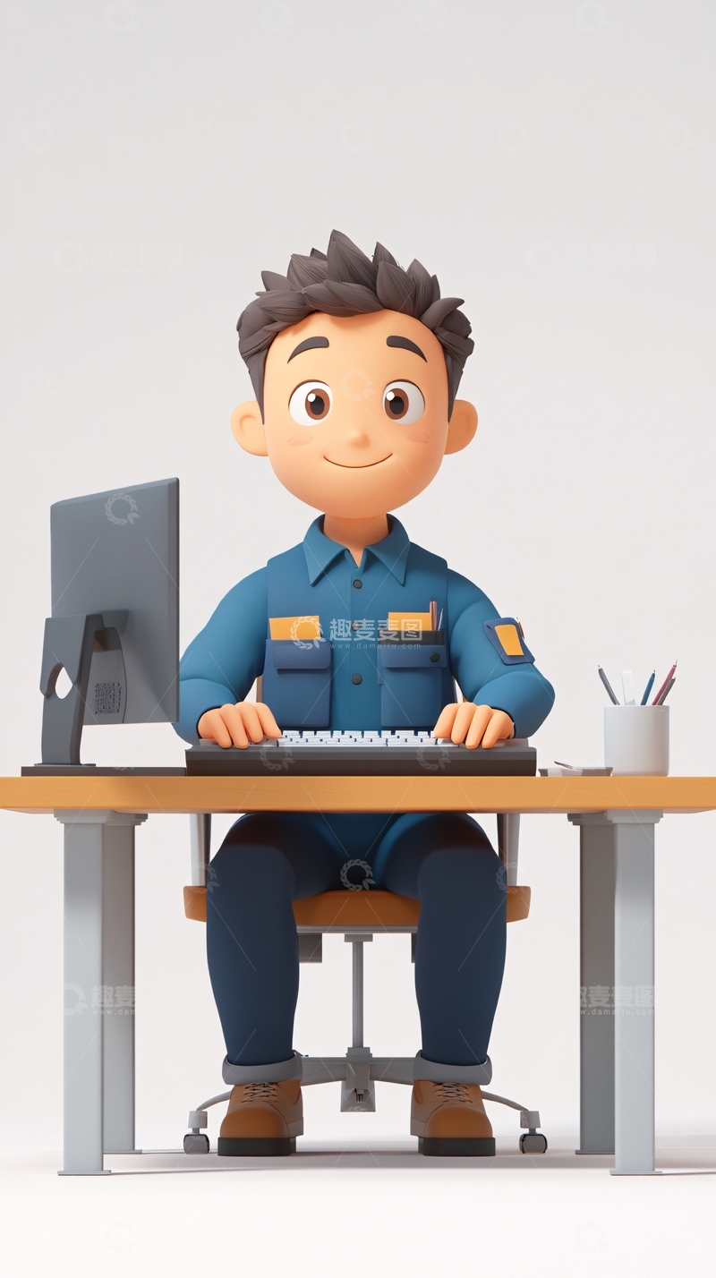 高清大图下载【趣麦麦图】卡通人物电脑办公