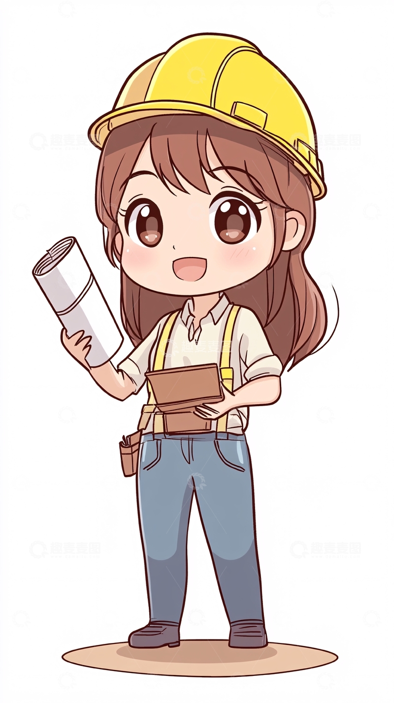 高清大图下载【趣麦麦图】-可爱卡通女工程师