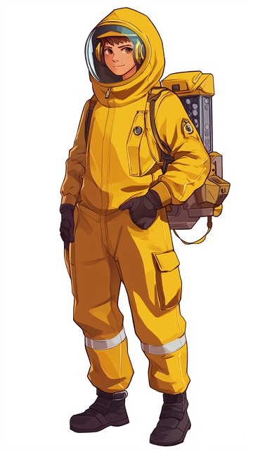 穿着黄色防护服的卡通人物