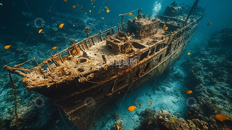 高清大图下载【趣麦麦图】海底沉船残骸