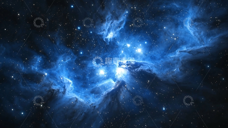 高清大图下载【趣麦麦图】蓝色星云宇宙背景