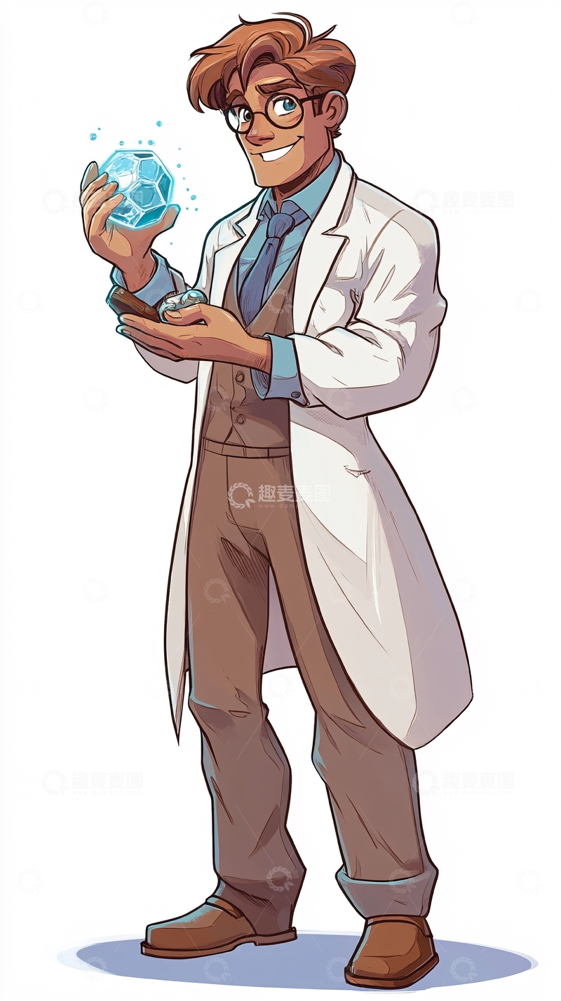 高清大图下载【趣麦麦图】戴眼镜的科学家