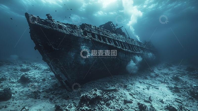 高清大图下载【趣麦麦图】海底沉船残骸