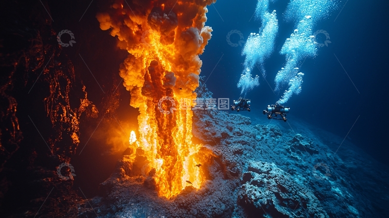 高清大图下载【趣麦麦图】深海火山喷发奇观
