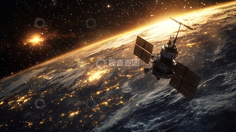 高清大图下载【趣麦麦图】太空卫星地球夜景